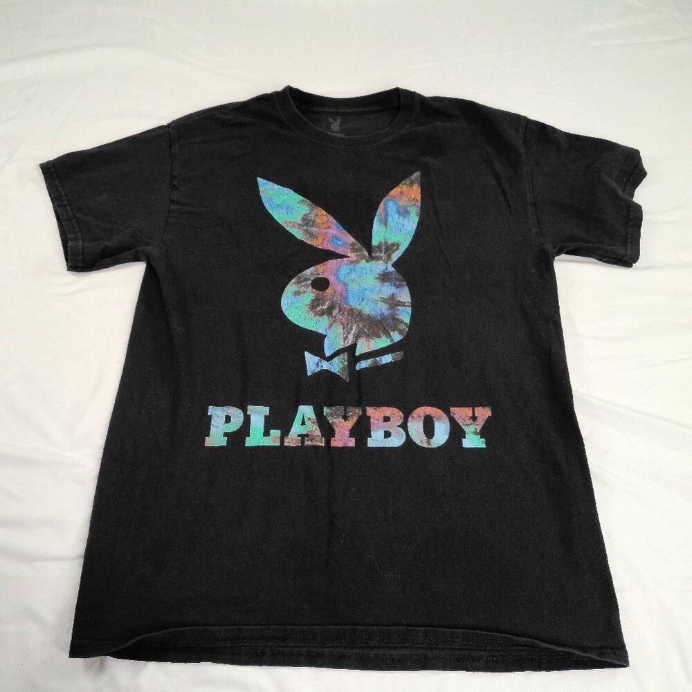Playboy Bunny Tie-Dye Logo T-Shirt Black Men’s Medium Streetwear Tee